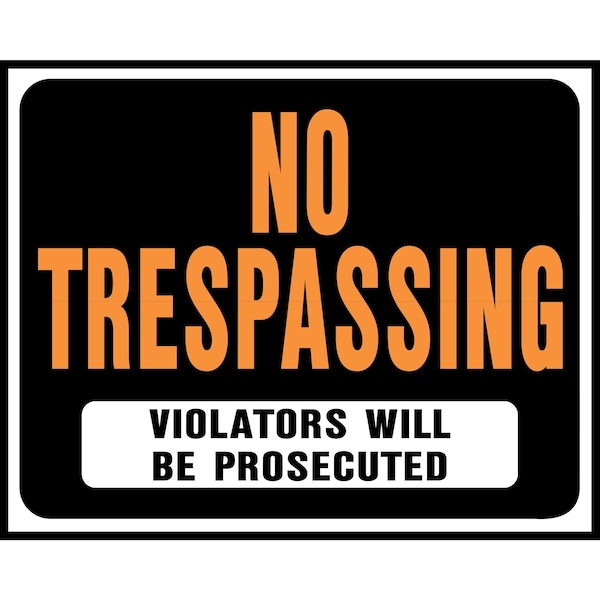 Hy-Ko No Trespassing Sign 14.5" x 18.5", 5PK A00104 - main